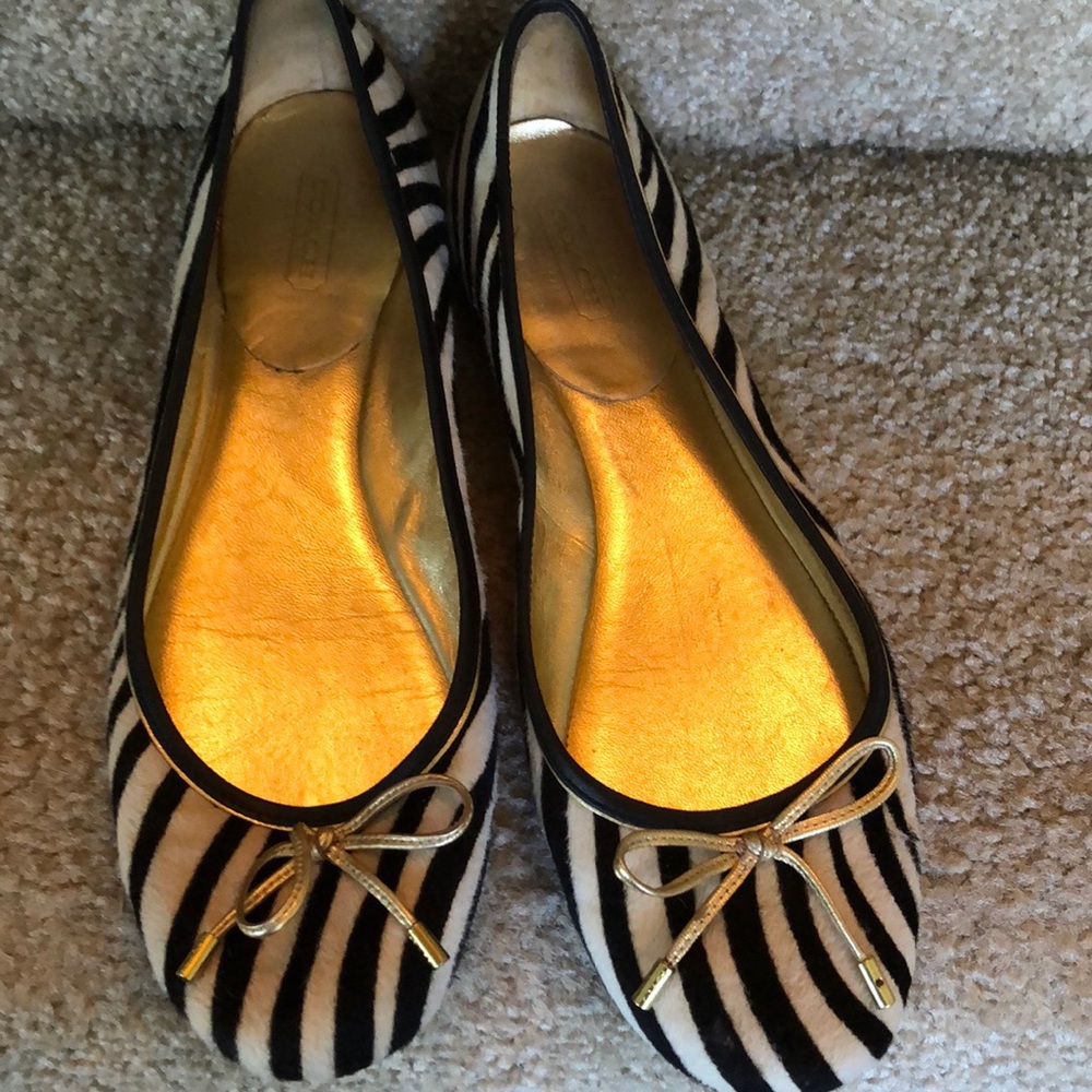 Coach zebra print flats